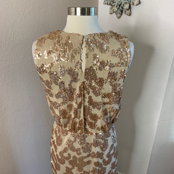 David Meister Gold Sequins Dress Size 6 - Picture 7 of 16